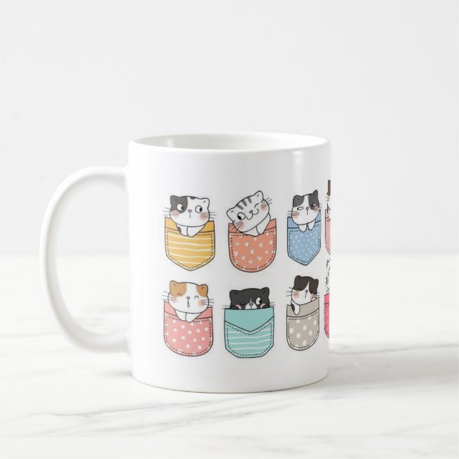 Cats in Colorful Pockets Mug (Left)