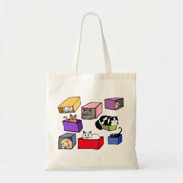 Cats in Colourful Boxes Bag (Front)