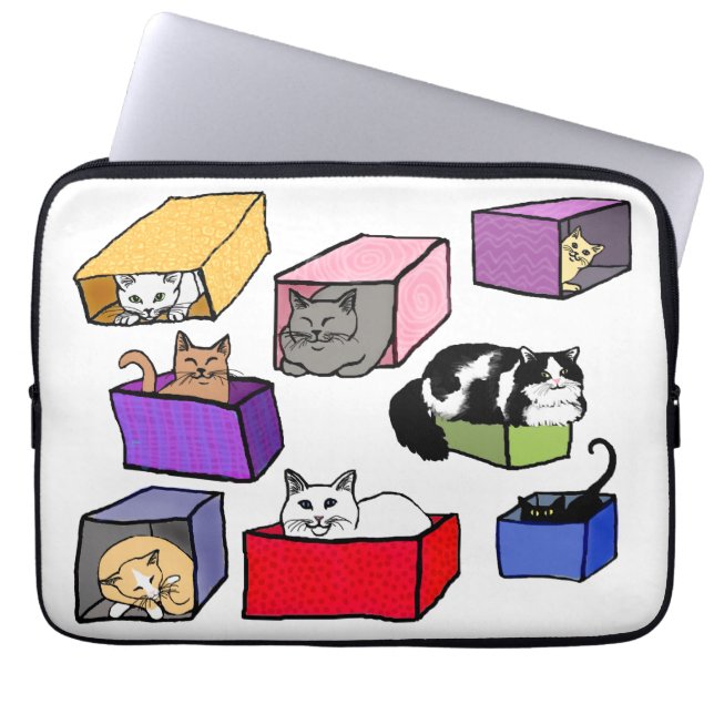 Cats in Colourful Boxes Laptop Sleeve (Front)