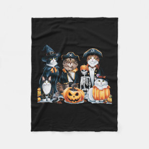 Cats In Costumes Fall Season Halloween Fun Cat Tee Fleece Blanket