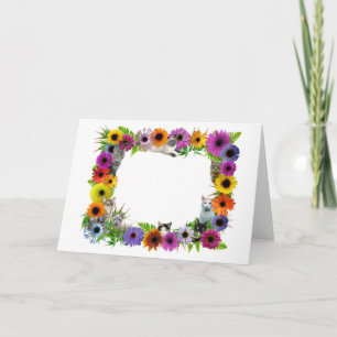 Cats in Flowers Border Card