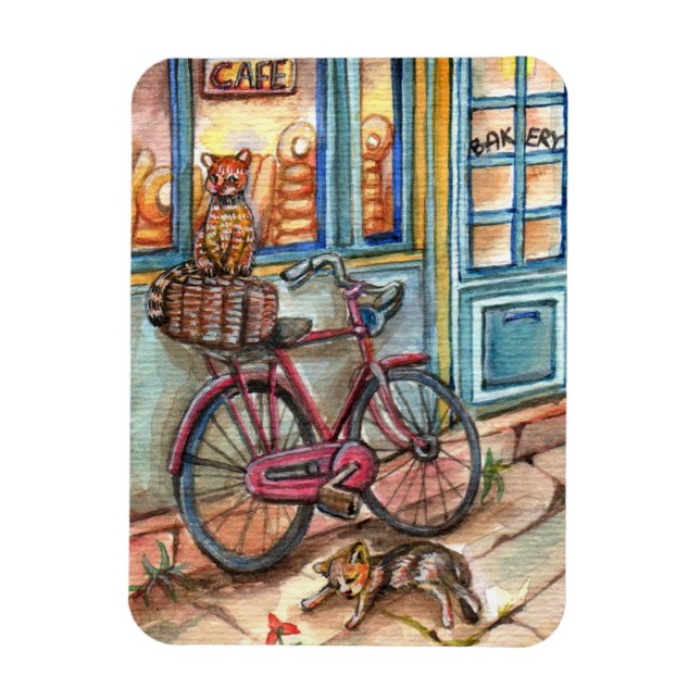 Cats in Front of Bakery Magnet (Vertical)