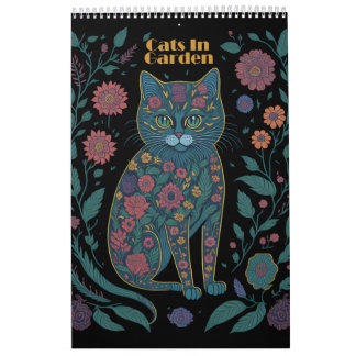 Cats in Garden Colouring Calendar