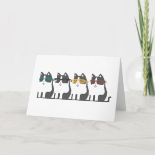Cats In Glasses Row Pixel Art Greeting Card