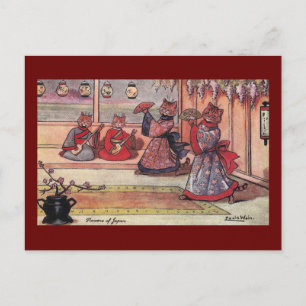 Cats in Kimonos Vintage Louis Wain Postcard