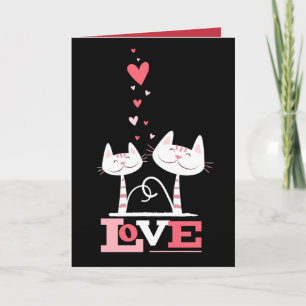 Cats in Love Cute Kitty Valentine (red inside) Holiday Card