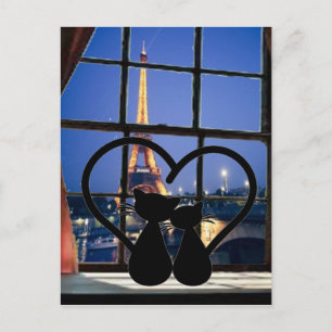 cats in love in paris postcard