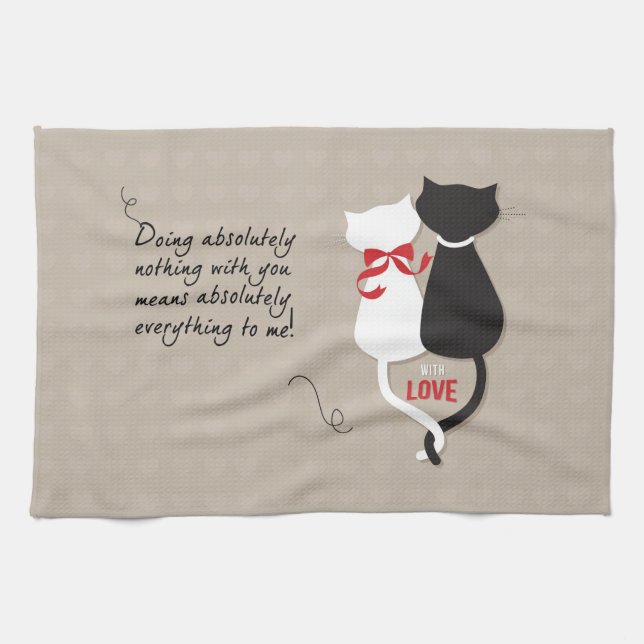 Cats in Love Kitchen Towel (Horizontal)