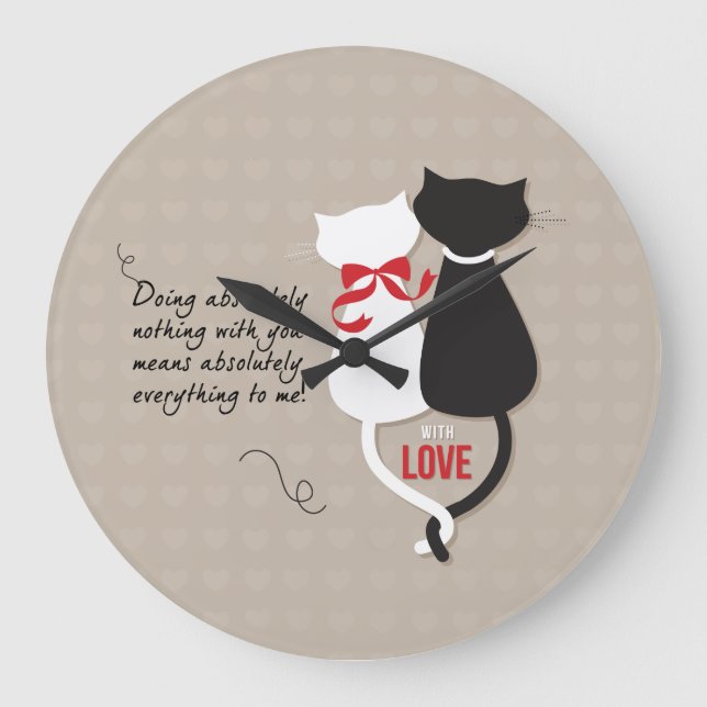 Cats in Love Large Clock (Front)