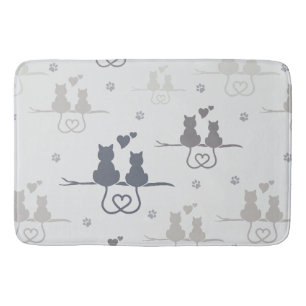 Cats in Love Modern Animal Silhouette Pattern Bath Mat