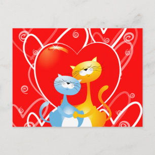 Cats in love, postcard