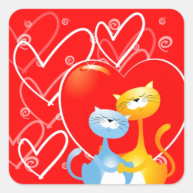 Cats in love, sticker (Front)