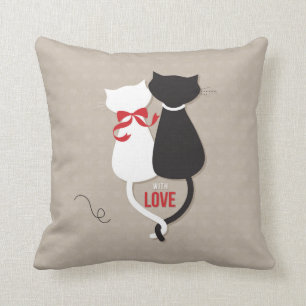 Cats in Love Throw Pillow