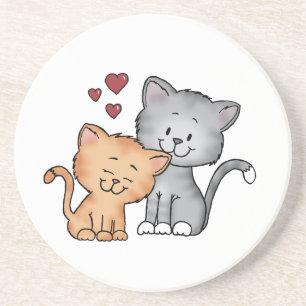 Cats in Love - Valentines Day Gift Coaster