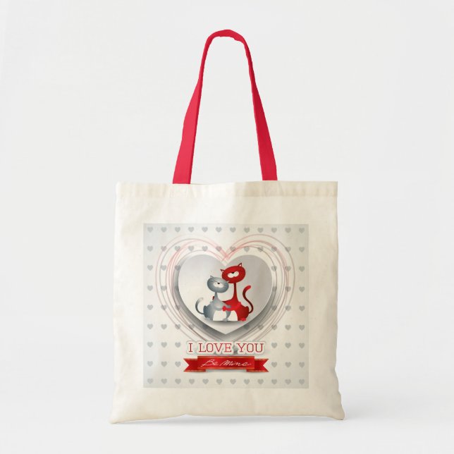 Cats in Love with Heart Tote Bag (Front)