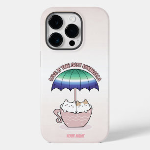 Cats in Mug Under Umbrella in Gay Colours Case-Mate iPhone 14 Pro Case