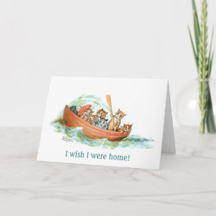 Cats in Row Boat Card