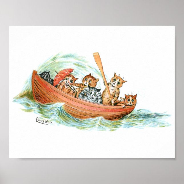 Cats in Row Boat Poster (Front)