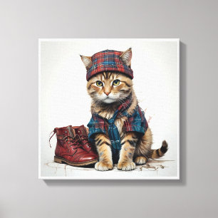 Cats in Scottish Disguise – charming tartan cats Canvas Print
