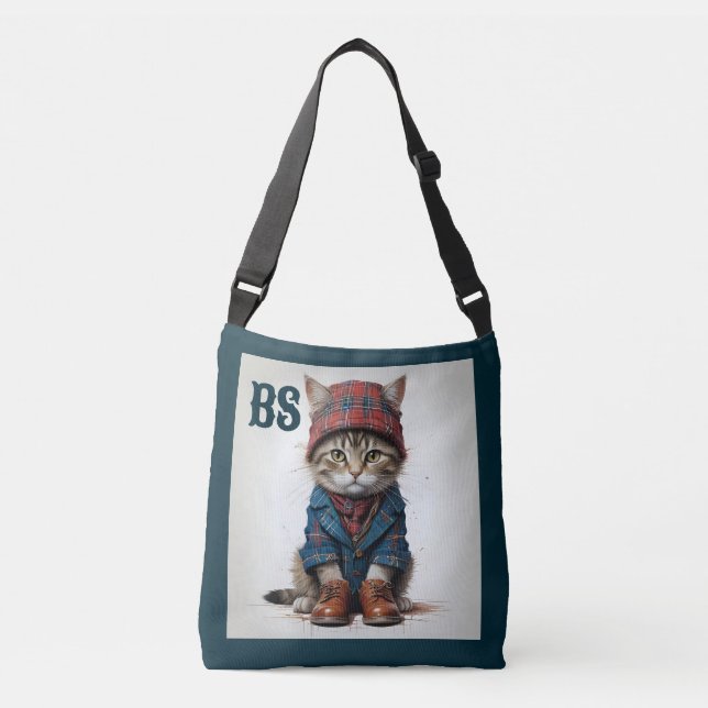 Cats in Scottish Disguise – charming tartan cats Crossbody Bag (Front)