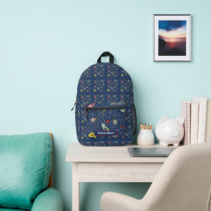 Cat's in Space Monogrammed  Printed Backpack