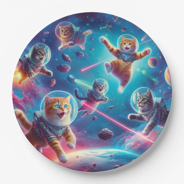 Cats in space paper plates! plate (Front)