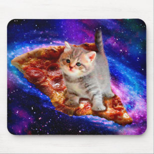 Cats in space pizza mouse pad