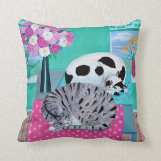 Cats in Spring Throw Pillow