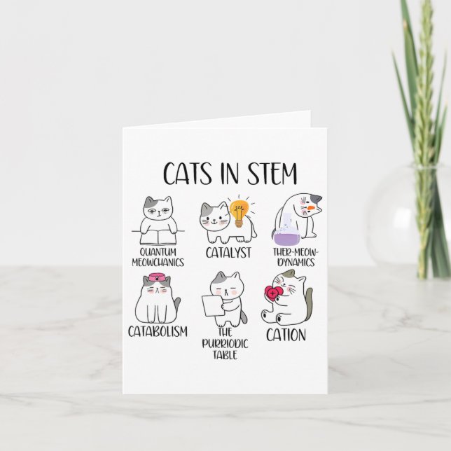 Cats In Stem Funny Science Meme Scientist Nerd Cat Card (Front)