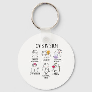 Cats In Stem Funny Science Meme Scientist Nerd Cat Keychain