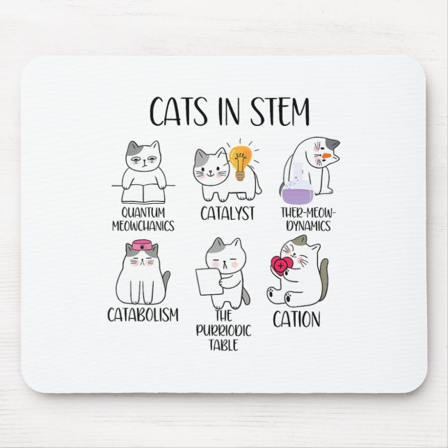 Cats In Stem Funny Science Meme Scientist Nerd Cat Mouse Pad (Front)