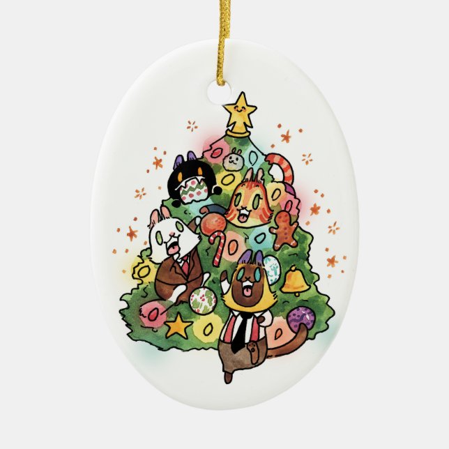 Cats in the Christmas Tree ornament (Front)
