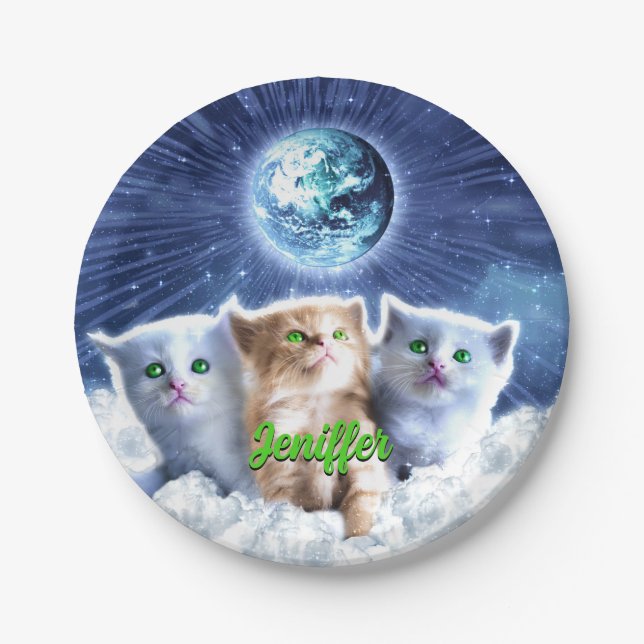 Cats in the cloud                                  paper plate (Front)