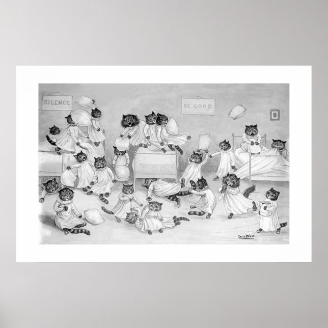 Cats in the Dormitory by Louis Wain - Poster (Front)