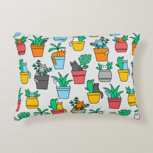 Cats in the flowerpots accent pillow