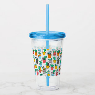 Cats in the flowerpots acrylic tumbler