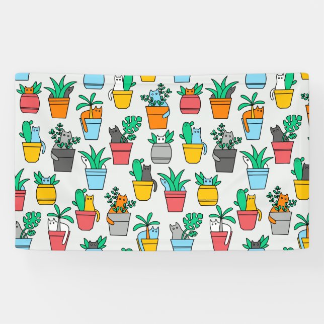 Cats in the flowerpots banner (Horizontal)