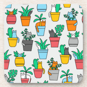 Cats in the flowerpots coaster