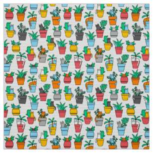 Cats in the flowerpots fabric