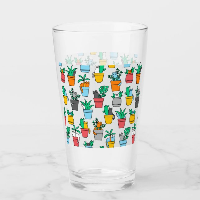 Cats in the flowerpots glass (Front)