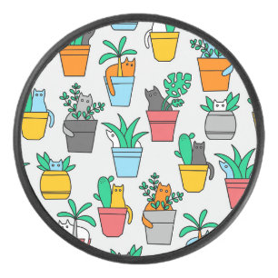 Cats in the flowerpots hockey puck