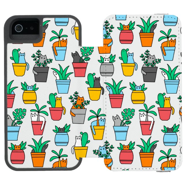 Cats in the flowerpots incipio iPhone wallet case (Folio Open)