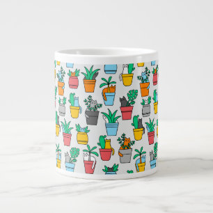 Cats in the flowerpots large coffee mug
