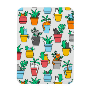 Cats in the flowerpots magnet