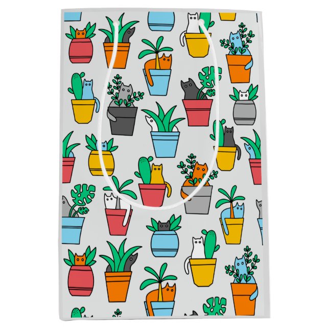 Cats in the flowerpots medium gift bag (Front)