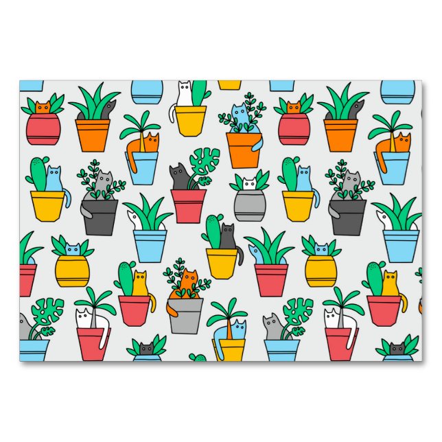 Cats in the flowerpots table number (Front)