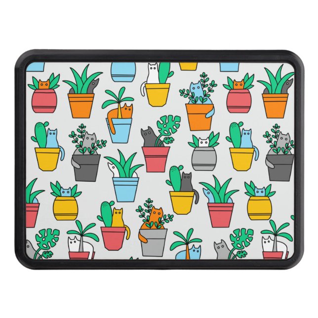 Cats in the flowerpots trailer hitch cover (Front)