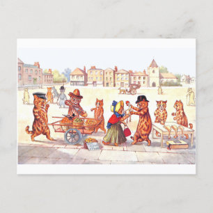 Cats in the Market Square by Louis Wain Postcard
