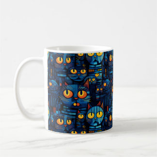 Cats In The Night Whimsical Art Coffee Mug