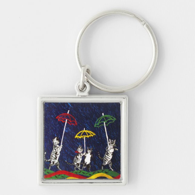 Cats in the Rain Keychain (Front)